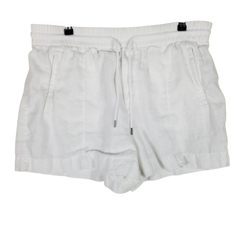 Athleta Linen Shorts Womens XL White Elastic Drawstring Casual Summer Beach 201s